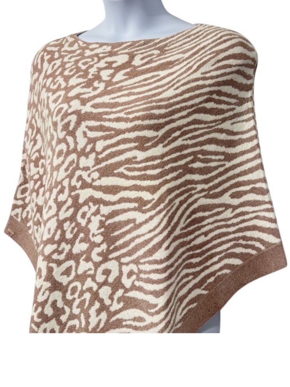 Barefoot Dreams CozyChic Ultra Lite Poncho Faded Rose Animal Print Cozy Wrap NWT